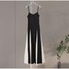 Fashion Contrasting Color Spaghetti Strap Dress for Women Elegant Gauze Backless A-line Long Dresses New Lady Party Evening Dresses