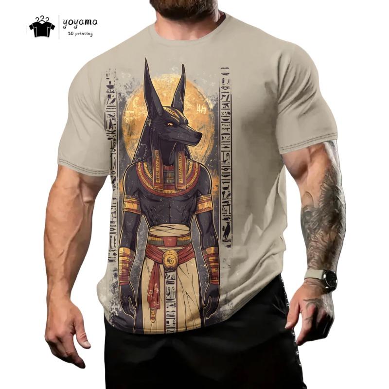 Men's T-Shirt with Egyptian Pharaoh Graphic T-Shirts Breathable Men Top Trendy Oversized Men's Clothing New Fashion Y2k Clothes