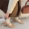 Women Fur Mid Heels Marie Janes Square Toe Shoes 2025 Brand Trend New Short Plush Warm Fad Elegant Dress Pumps Chaussures Femme