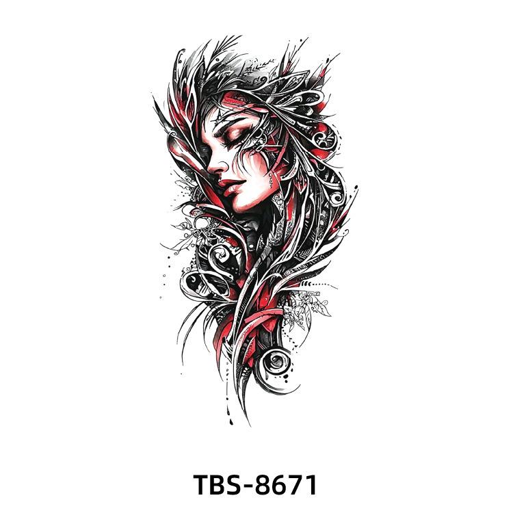 2025 Full/Half Arm Wolf, Tiger, & Flower Tattoo Stickers - European/American Style