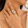 Anello Metallico Lucido Lava Liquida Vento Femminile, Set di Anelli con Superficie a Uovo Aperta Goccia d'Acqua Texturizzata