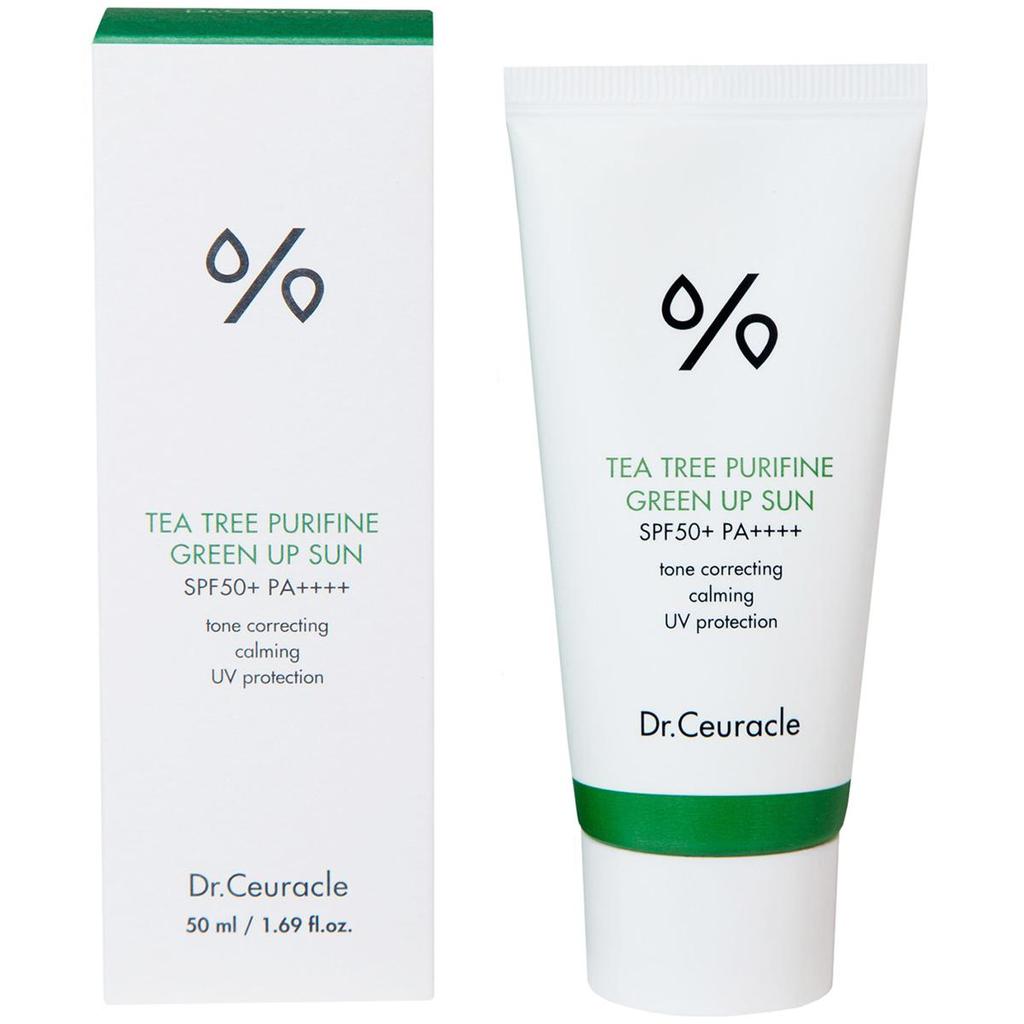 Dr.Ceuracle TEA TREE PURIFINE GREEN UP SUN SPF50+ PA++++ 50ml, Krem z filtrem przeciwsłonecznym, Koreańskie kosmetyki, Kbeauty, próbka