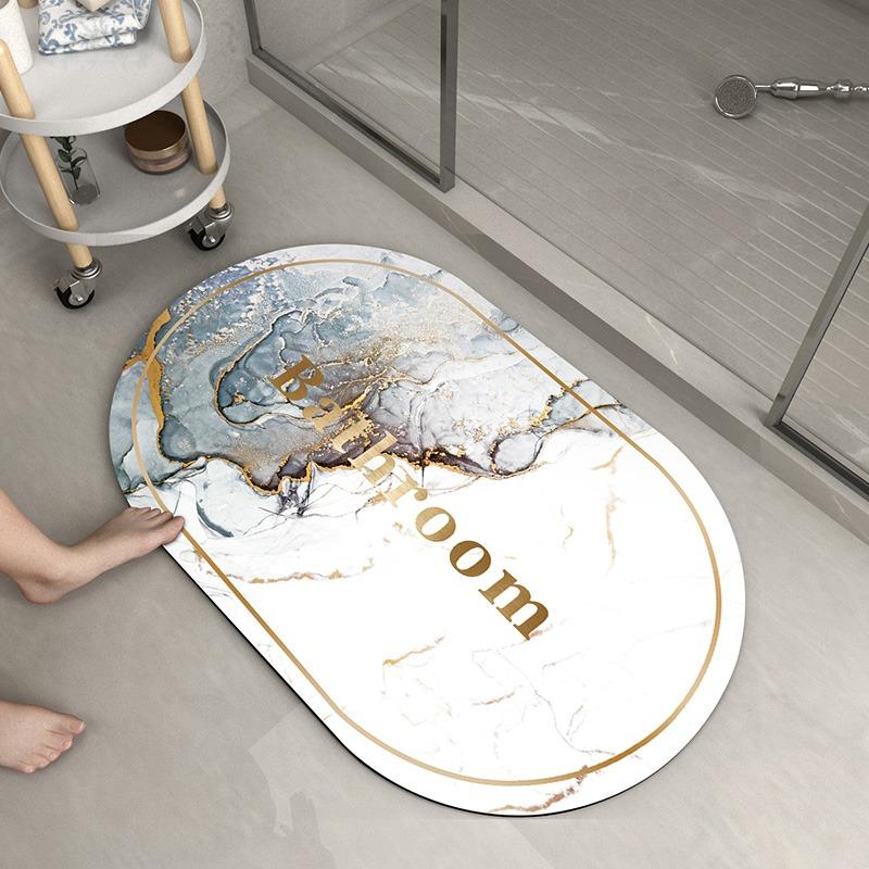 Bathroom Carpet Non-slip Floor Mat Absorbent Diatom Mud Foot Mats Imitation Marble Home Decor Rug for Toilet Shower Area