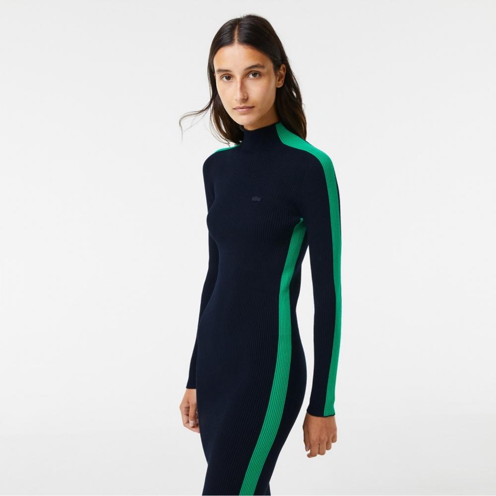 

LACOSTE Женское платье-свитер в рубчик с высоким воротником EF9582 52N 9EQ