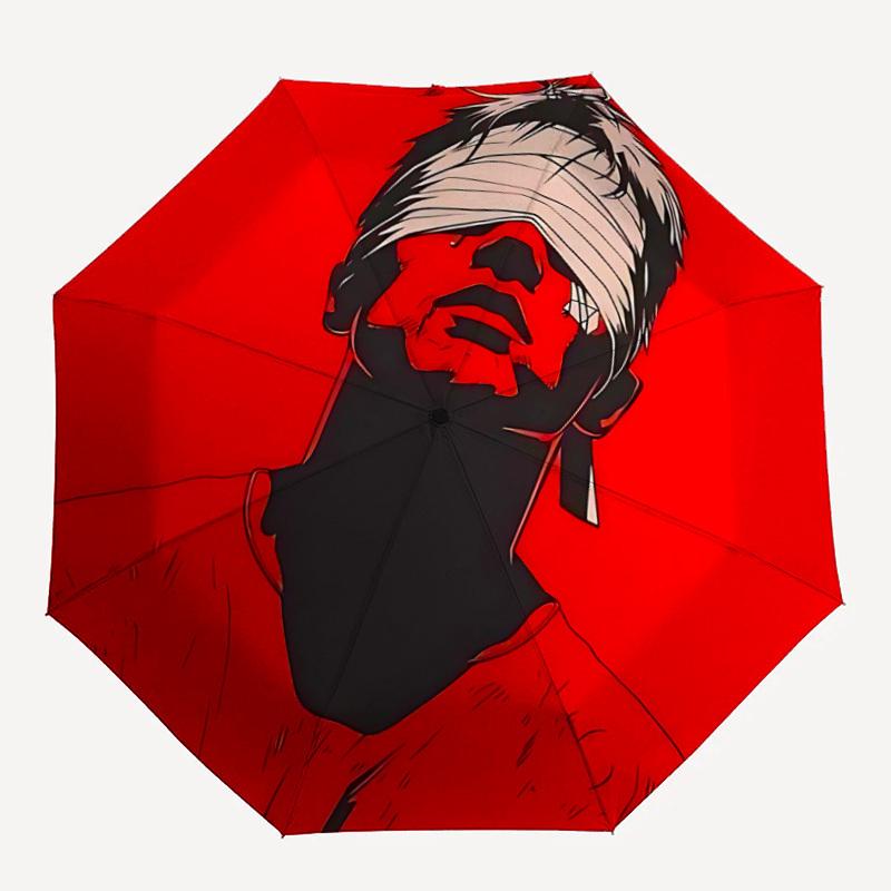 

1PC Blindfolded Man Automatic Folding Umbrella Automatic Open/Close, Automatic Folding, 8-Rib Durable Frame, Portable Travel Umbrella 727