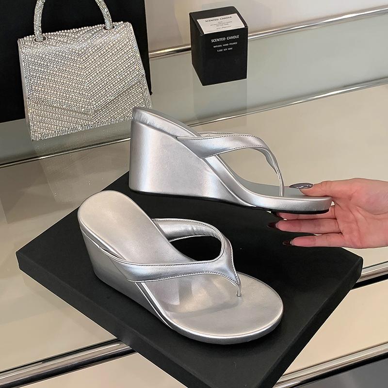 Fashion Clip Toe Wedges Heel Women Slippers Designer Party Dress Flip Flops Ladies Slides Shoes