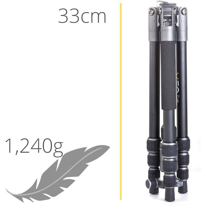 Trepied Vanguard - VEO 3GO 235AB - Trépied de Voyage Compact en Aluminium avec rotule sphérique