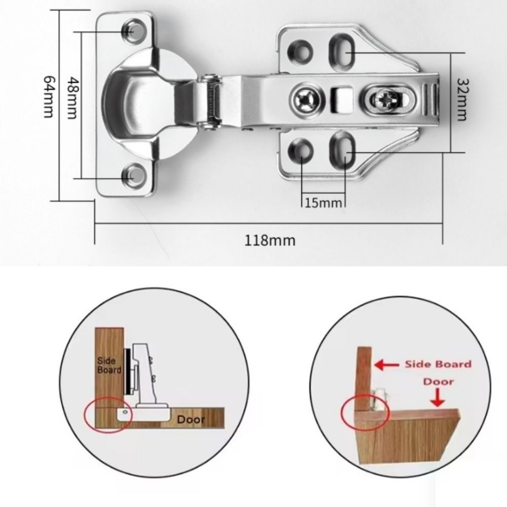 Zawiasy do drzwi szafek ze stali nierdzewnej Drzwi do szafy z wkrętami Zawiasy ukryte Meble Miękkie domykanie Ciche