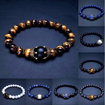 Mode Neue Charme männer Armband Mode Luxus Crown Tiger Auge Stein Armband Schmuck