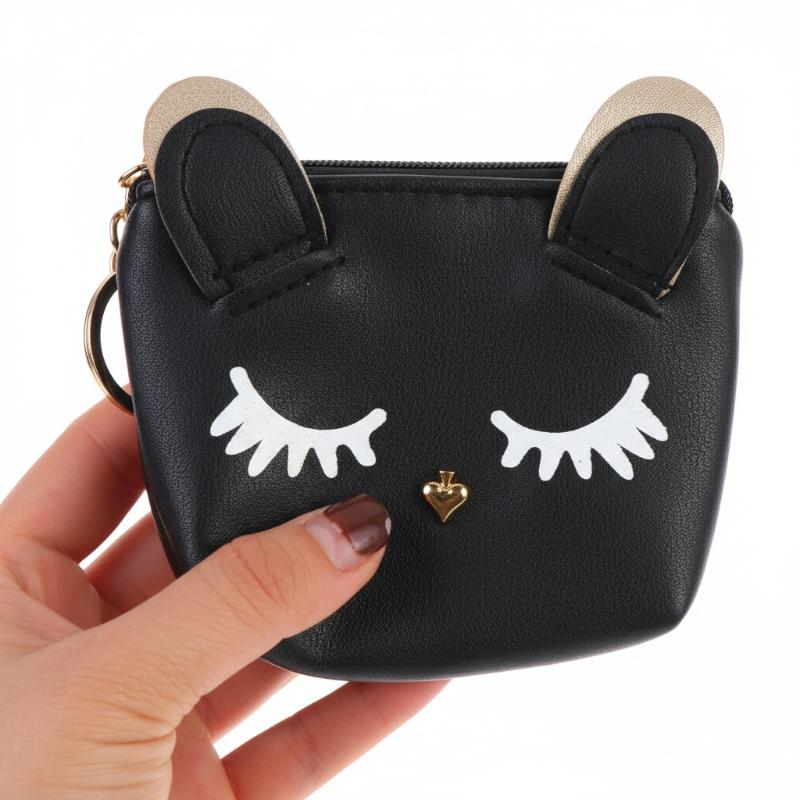 Mini Cute Cat Keychain Cartoon Lipstick Bag Fashion Earphone Storage Zipper Coin Purse Pendant Girls Gift Wallet