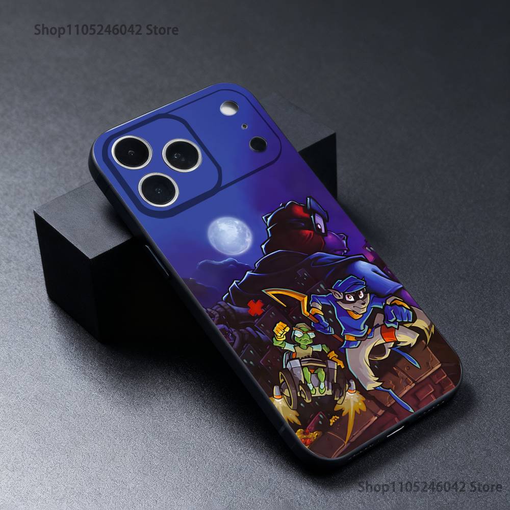 Herní kryt na telefon Sly C-Cooper Pro iPhone 17,16,15,14,13,12,11,Pro,XS,Max,XR,Plus,E,SE4,Mini Černý měkký kryt