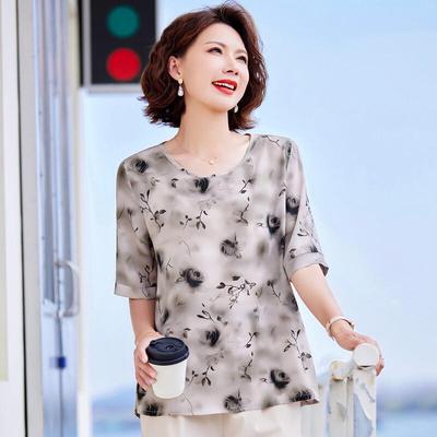 T-shirt d'été en mousseline à fleurs pour femmes Pasite