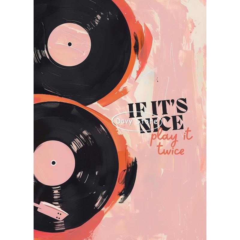 Vintage Record Player Cassette Tape Music Poster Eclectic Pink Wall Art Print Retro Canvas Painting Bar Home Decor Aesthetic