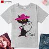 Jixisheng Fashion Women T Shirt Cartoon Kawaii Cat Printing Tshirts Brand Woman Clothing Tops Tees