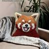 2D flat- Cute Happy Red Panda Throw Pillow Cover 2D Flat Print Decorative Cushion Case for Sofa Bedroom Living Room