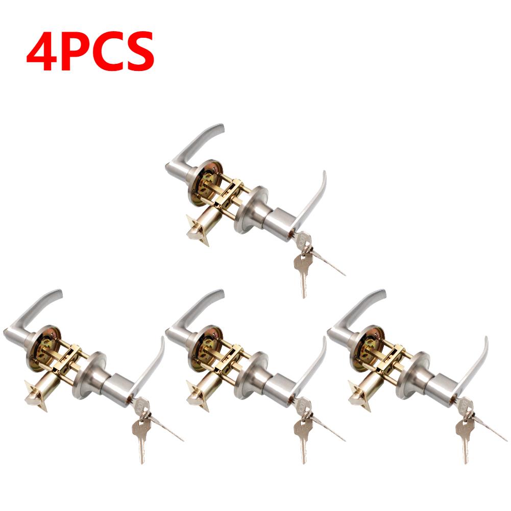 1-5PCS Locking Door Handle Stainless Steel Entrance Door Handles Interior Lever Lock Door Knob Replacement for Home Office