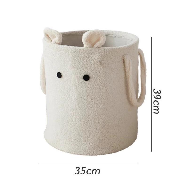 Large Capacity Storage Laundry Baskets With Easy Carry Handles Easter Bunny 3D Ear Fuzzy Laundry Hampers