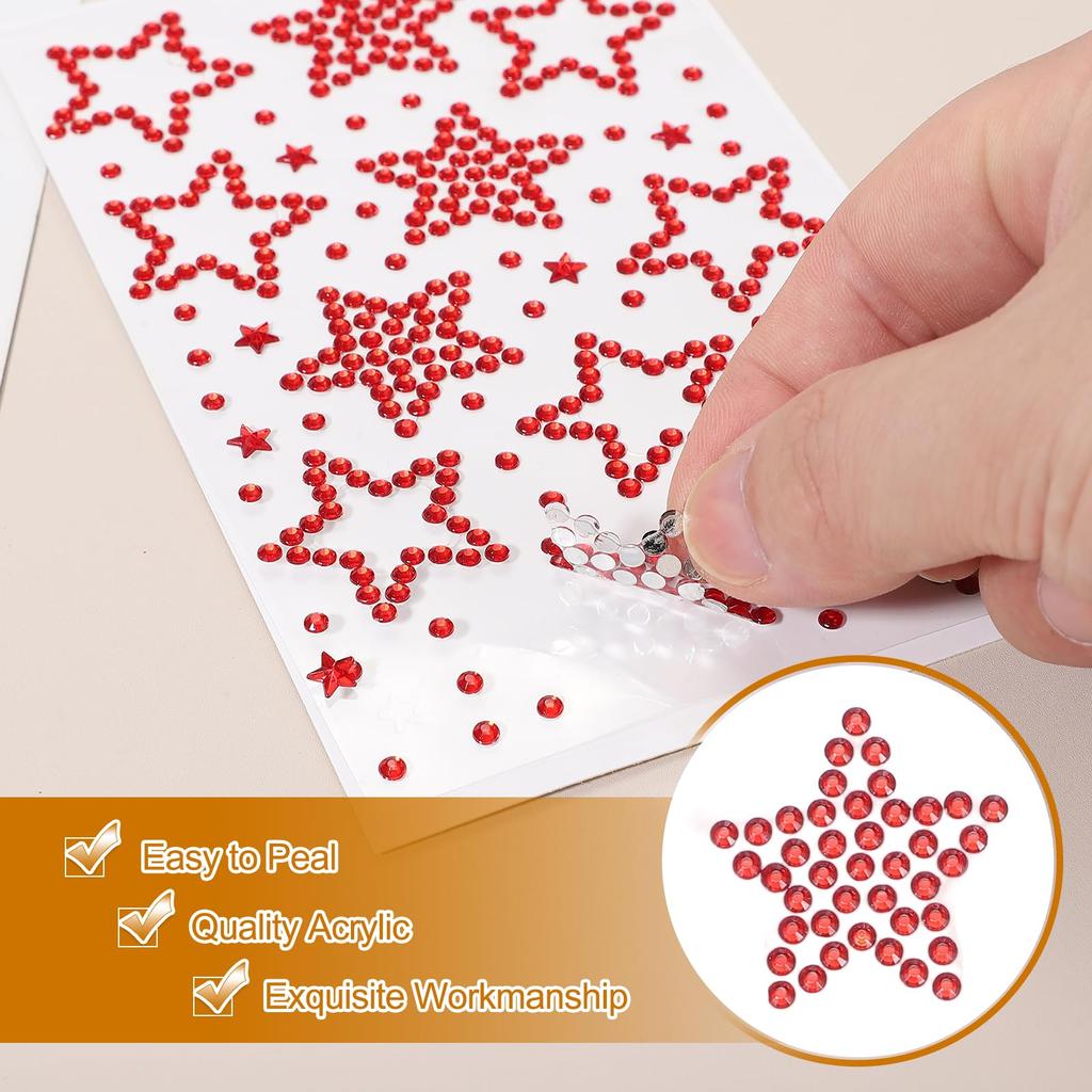 PATIKIL 6-Pack Star Face Gem Stickers Self-Adrenaline Hair Gem Stickers Face Stickers for Women Eye Hair Body Festival Makeup Rave Accessories AB
