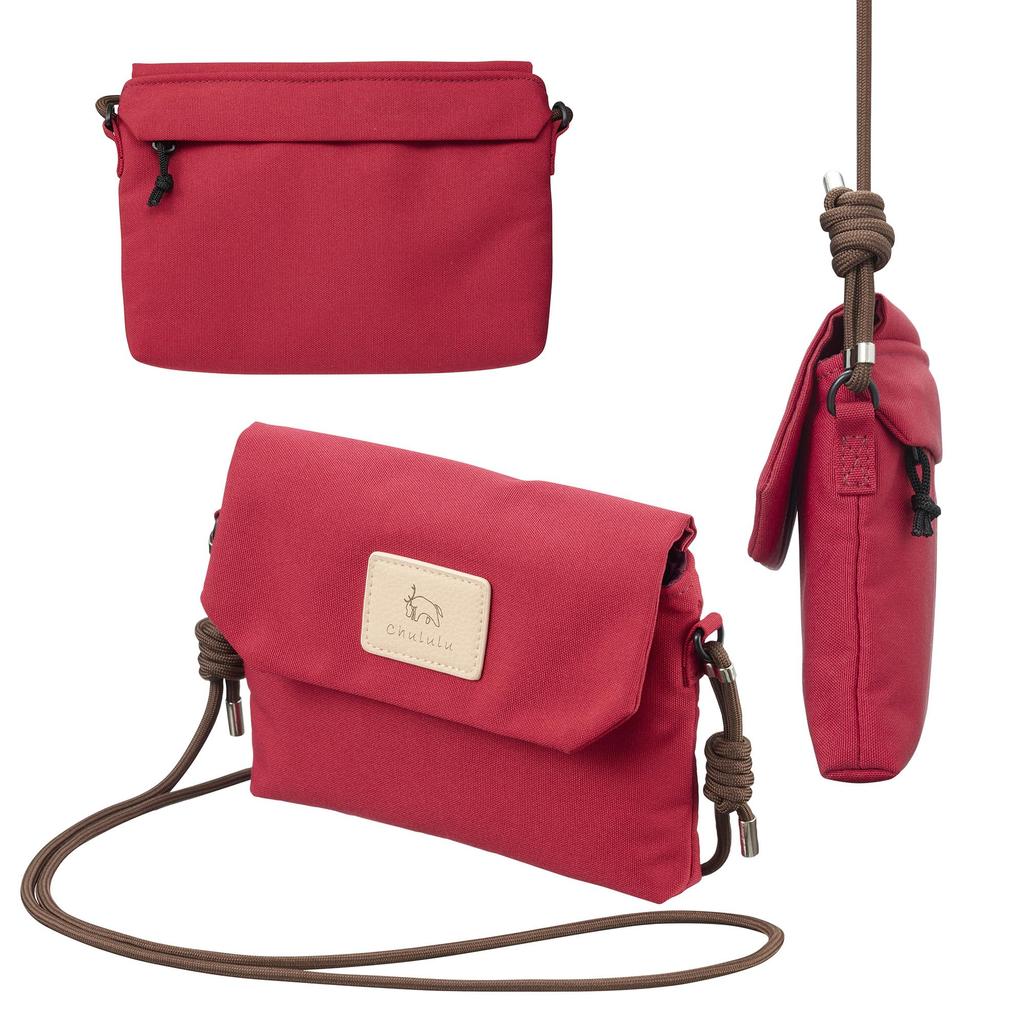 HAKUBA Chululu Mini Sacoche Shoulder Crossbody Bag for Smartphone Wallet Red Bag, Walking, Lightweight, Slim, Compact, Pouch, Case, AMZSCH-MSCRD,