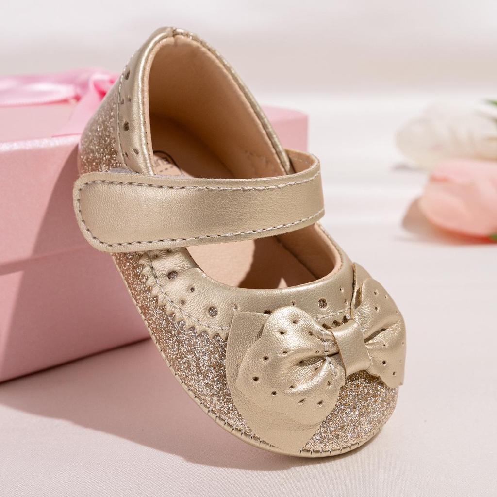 Baby Girl Princess Bow Sequin Shoes - Soft Sole Toddler Shoes