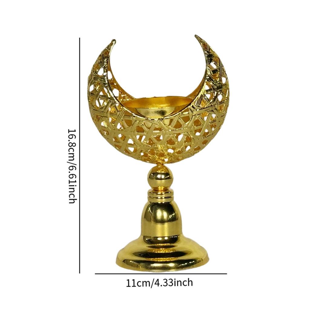 Moon Shaped Candle Holder Metal Candlestick Eid Mubarak for Hotel Party Supplies Housewarming Festival Prayer Votive Candle