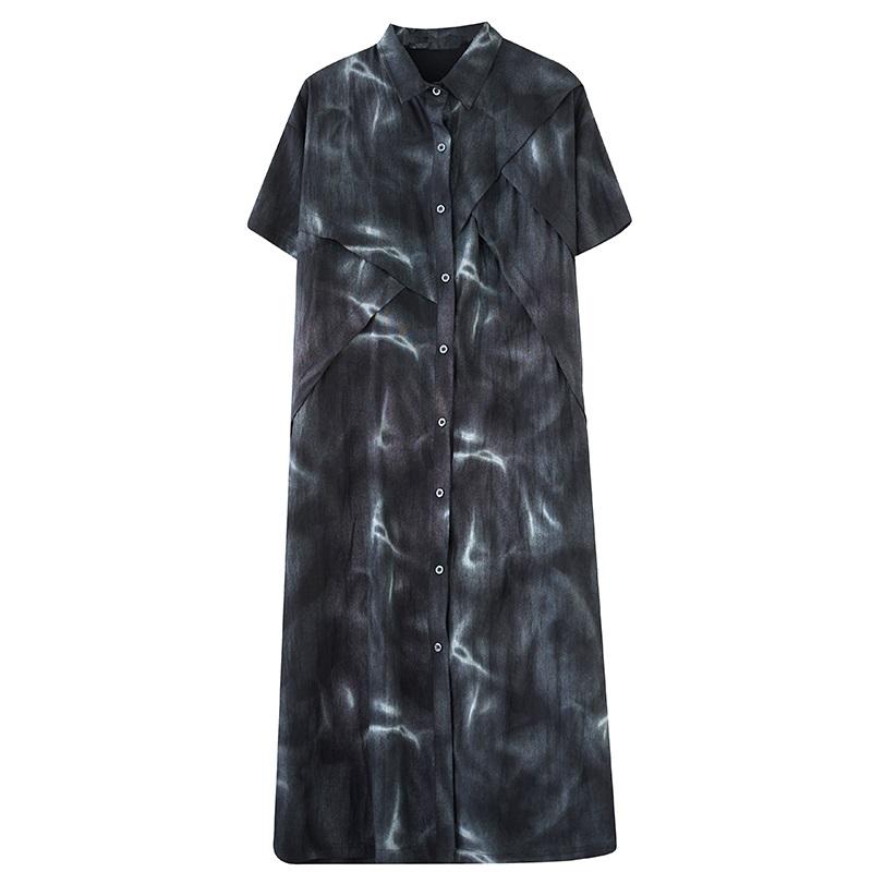 Short Sleeve Plus Size Vintage Black New In Dresses for Women Casual Loose Long Summer Shirt Dress