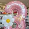Maka Pink Digital Balloon Set with Yellow Daisy Aluminum Foil Balloon Suitable for Birthday Party and Anniversary Decoration