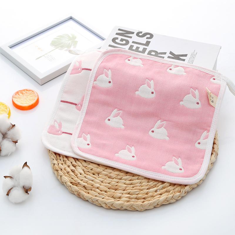 6 Layer Pure Cotton Gauze Baby Burp Cloth Cartoon Jacquard Square Towel For Infant Kids Face And Hand Washing
