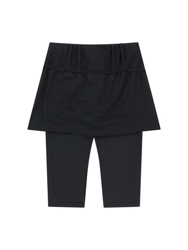 TUOMIO String Belted Skirt Pants [Black]