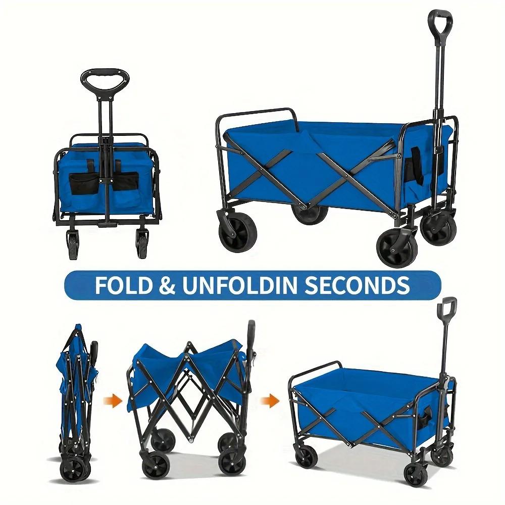Wagon Cart Foldable Heavy Duty Utility Cart for Groceries, Sports, Gardening, Shopping Portable Folding Cart Foldable Cat