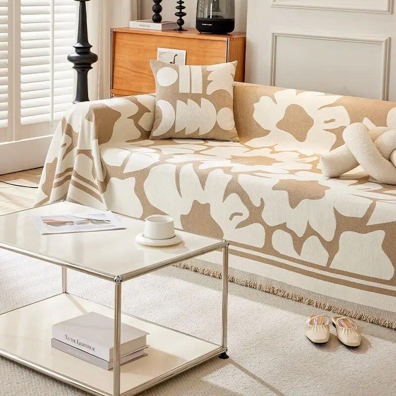 Flower Pattern Chenille Sofa Cover Cloth Sofa Blanket Cover Full Cover Universal Couch Towel Cover Dust Proof Sofa Cushion Cover