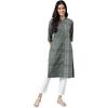 Aurelia Women Mehendi Green Dobby Geometric Yarn Dyed Straight Kurta_22AUA13368-703591_S