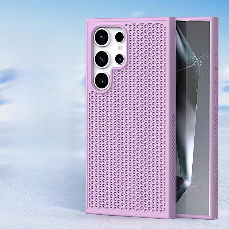 Suitable for Samsung S25Ultra Heat Dissipation Mesh Breathable Phone Case Honeycomb Hole Skin Feel S23FE Anti-drop Protective Case S24
