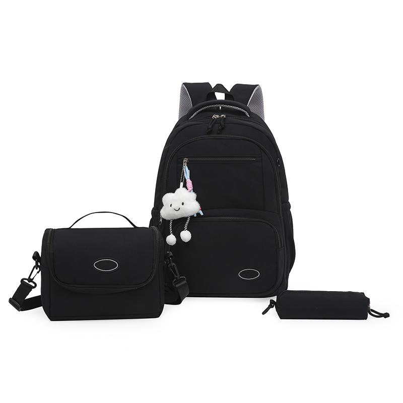 Womens Nylon Backpack Set with Crossbody Bag and Pencil Case Casual Travel Daypack