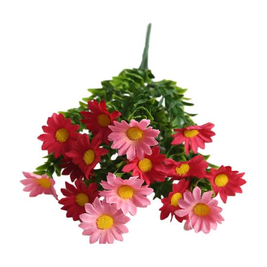 Artificial Flower with Green Leaves Realistic UV Resistant Fake Silk Flower Bouquet Indoor Outdoor Garden Patio Balcony Home Decoration