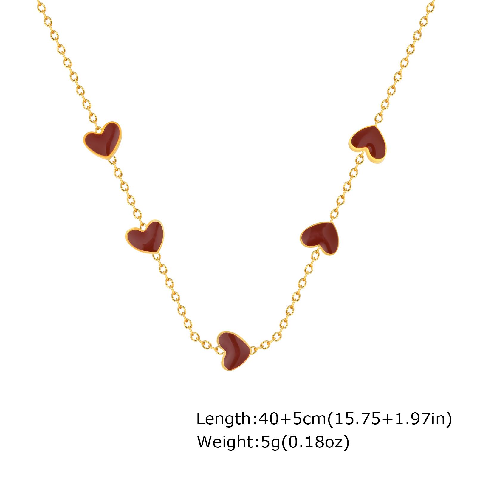 

Elegant Chic Red Love Heart Necklace for Women, Gold Plated Stainless Steel Chain Necklace, Party Jewelry Gift