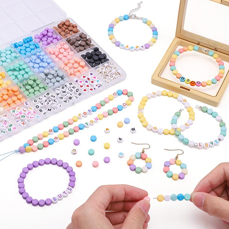 480Pcs/box Acrylic Beads Letter Round Loose Spacer Beads For DIY Bracelet Necklace Jewelry Making Accessories