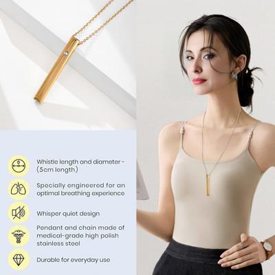 Breathing Necklace Anxiety Relief Necklace Whistle Pendant Necklace for Stress Relief Meditation Mindfulness Breathing