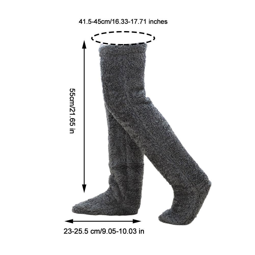 Women Thigh High Long Socks Stockings Fluffy Over the Knee Fleece Slipper Socks