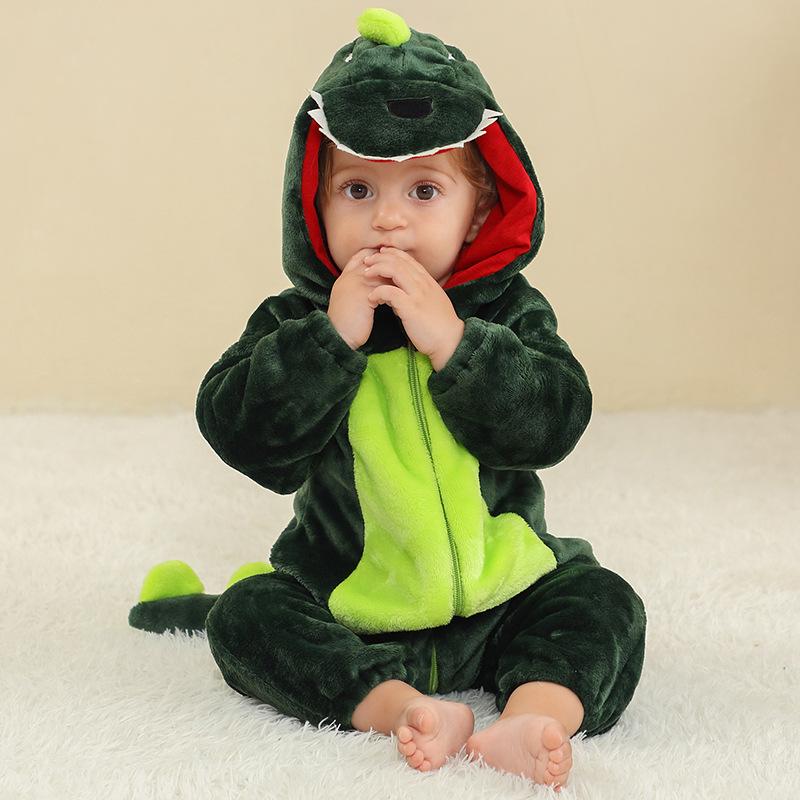 Mimi's New Dinosaur Flannel A-Type Romper: Children's Pajamas & Baby Homewear
