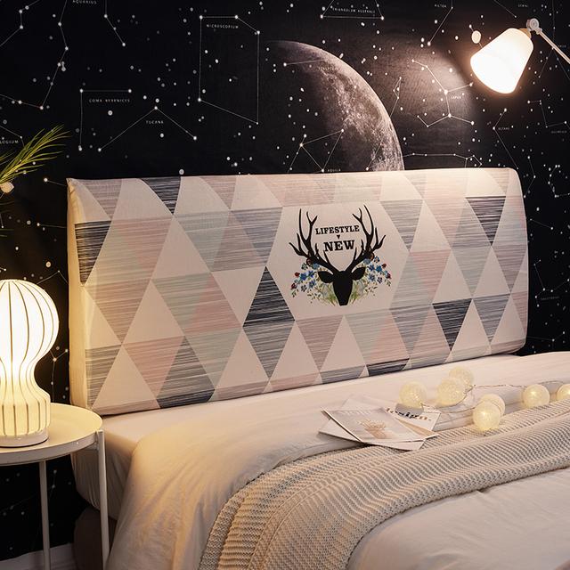 Ins Bed Headboard Cover Elastic Spandex All Inclusive Bed Head Cover Washable Bed Back Dustproof Protector Cover Home Decor