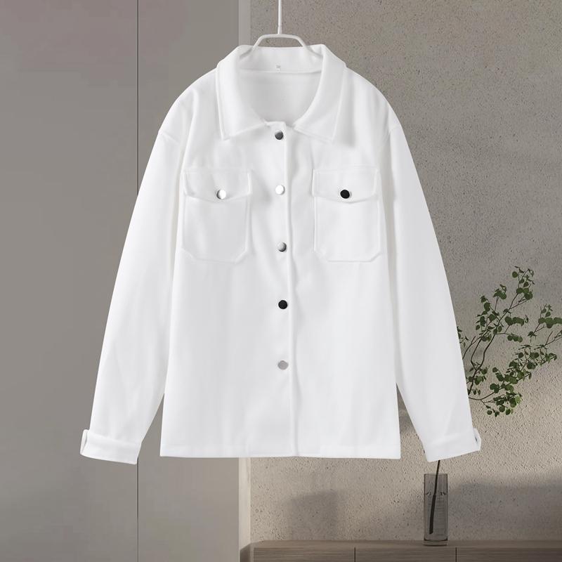 Polo Collar Woolen Coat Women's Casual Long Sleeved Top Solid Color Single Breasted Commuting Loose Jacket Autumn Winter New Fashion