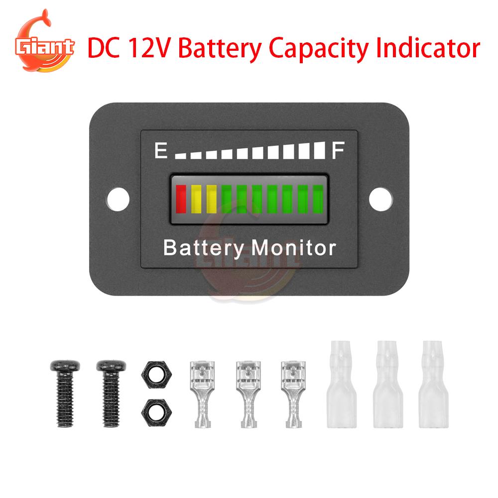 DC 12V/24V/36V/48V Battery Capacity Indicator LED Battery Level Meter Waterproof Battery Tester Low Battery Alarm Display Meter