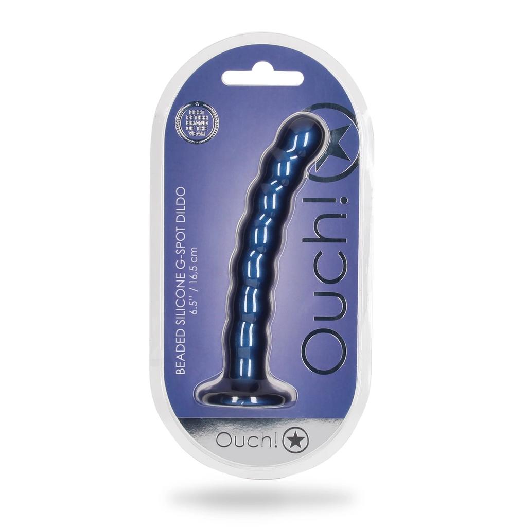 Ouch! - Silicone G-Spot Dildo with Beads - 16.5 cm