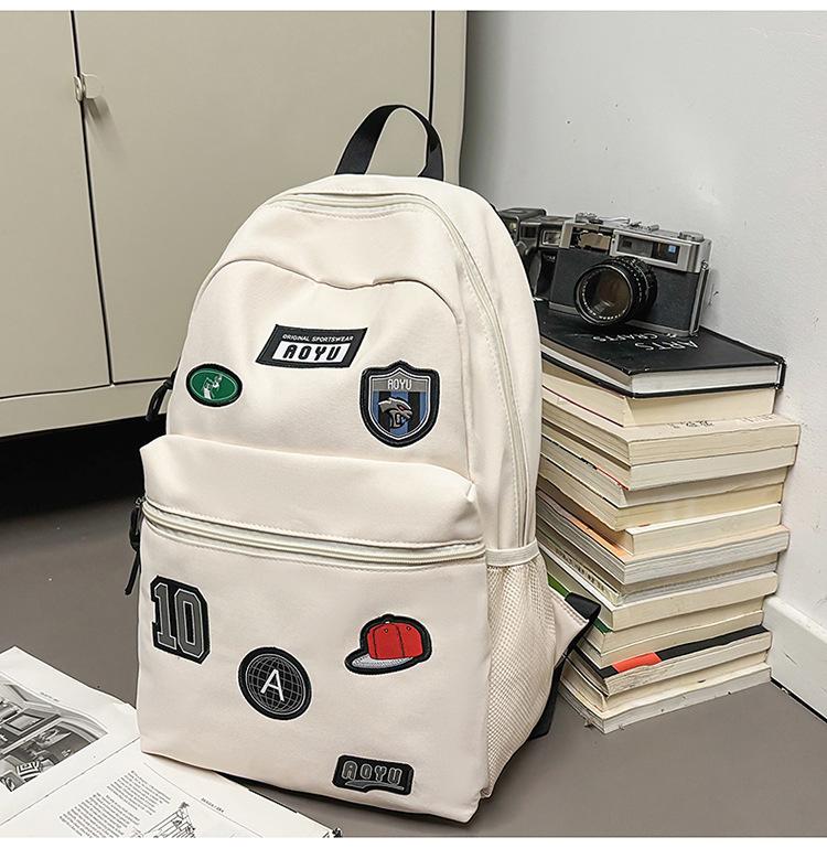 High Value Trendy Cool College Style Backpack Couple Junior High School Students Lightweight Large Capacity Backpack single pack белый