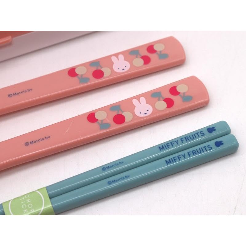 Miffy Trio and Bento Silent Dishwasher Fruit Set Freezer Set Chopsticks, Spoon, Fork, 18cm, Box, Chopsticks, Case, Safe, Antibacterial, Pink, (Trio