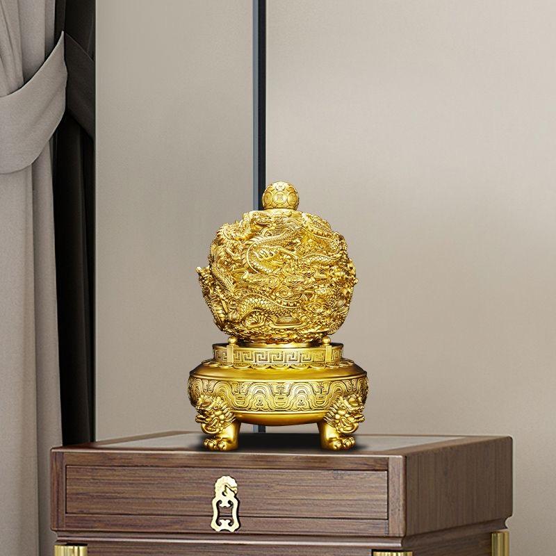 Rotating Carved Dragon Gathering Treasure Tripod Resin Decoration Home Table Figurines Ornaments Office Desktop Fengshui Crafts
