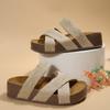 Women's Cork Flat Sandals Non-slip Platform Flats Slippers  Outdoor Slippers Sandals