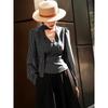 Lanseer French Style Polka Dot V-Neck Long Sleeve Blouse