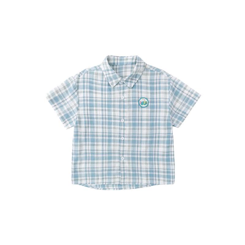 Dudu Family Kids  Summer Plaid Short Sleeve Shirt 110
